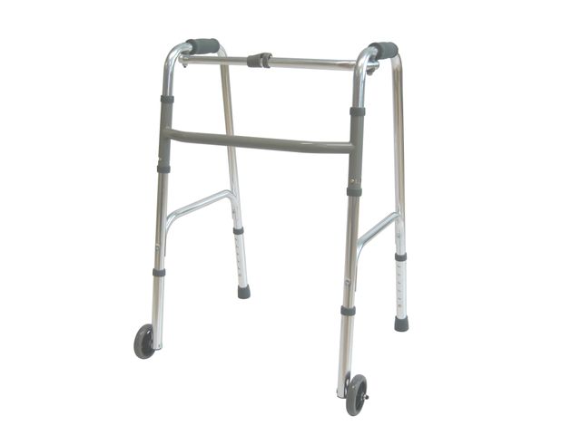 Single-Button Foldable Walker with 3 Inch Front Wheels
