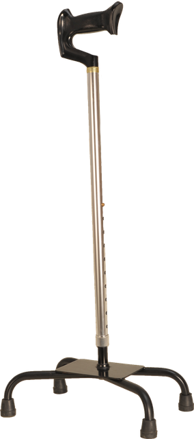 Large Base Contoured Handle Aluminum Quad Cane