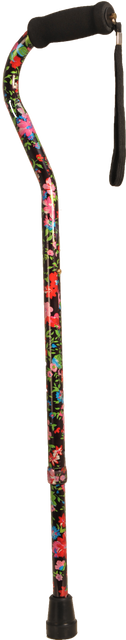 Pattern Decorated Offset Aluminum Cane