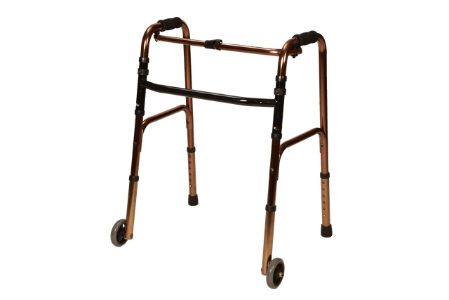 Single-Button Foldable Recipricol Walker with 3 Inch Front Wheels