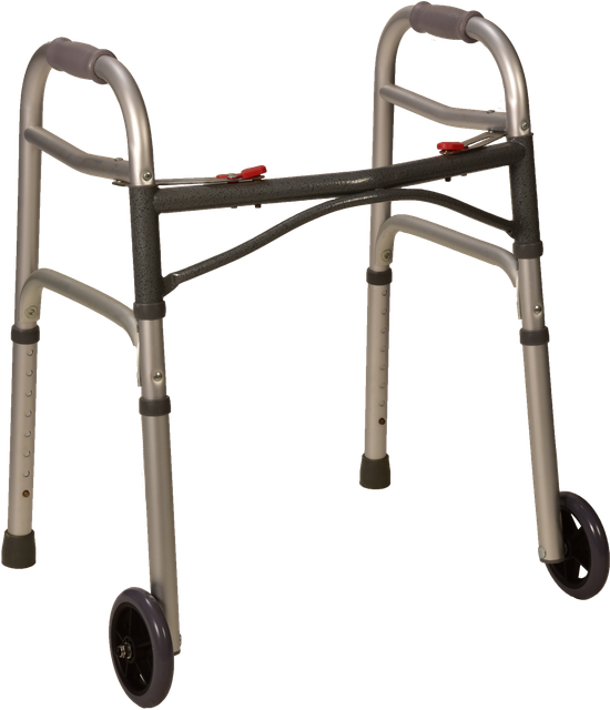 Double-Button Foldable Junior Walker with 5 Inch Front Wheels
