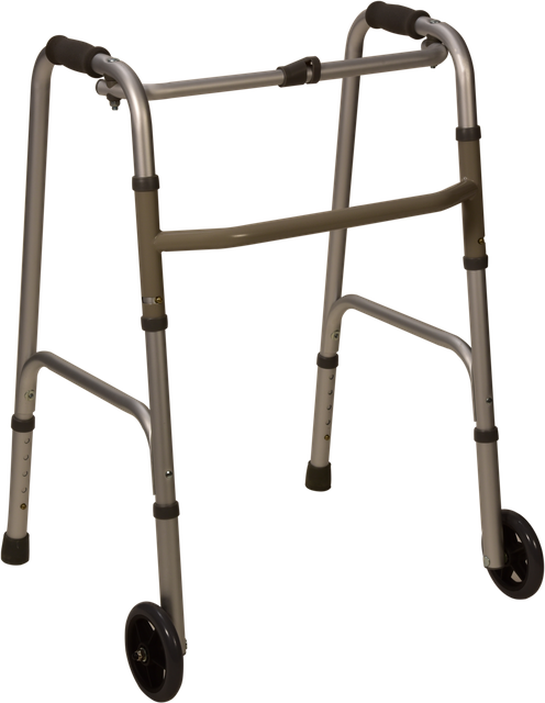 Single-Button Foldable Walker with 5 Inch Front Wheels
